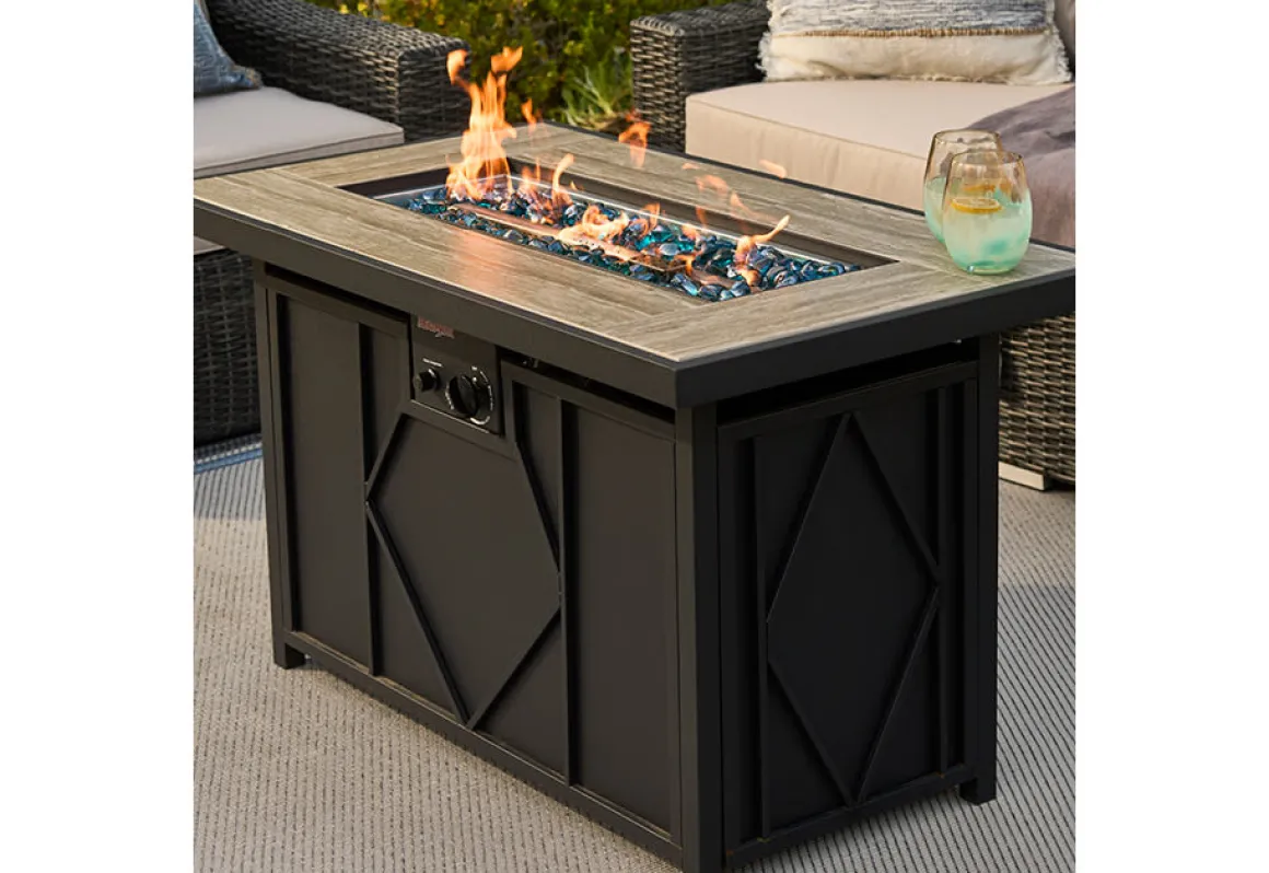 60,000 BTU Rectangular Propane Fire Pit