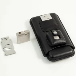 3 Cigar Holder with Cutter and Lighter