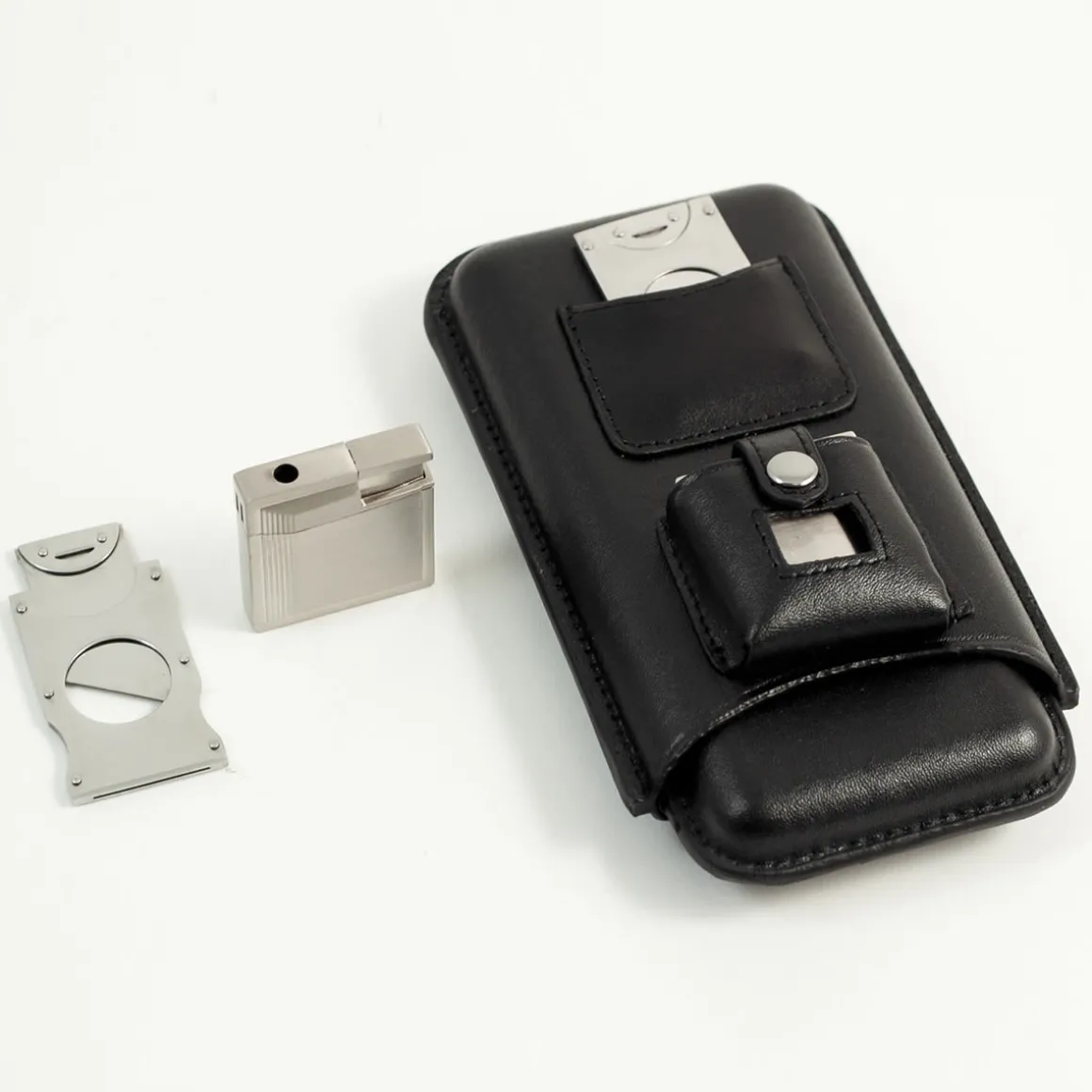 3 Cigar Holder with Cutter and Lighter