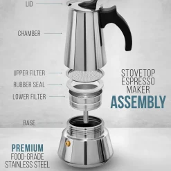500 mL Stainless Steel Espresso Maker and Spoon Set