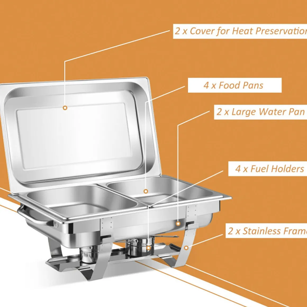 9 Qt Stainless Steel Chafing Dish (Set of 2)