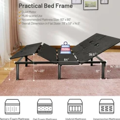 Adjustable Bed Base Frame with Head and Foot Incline