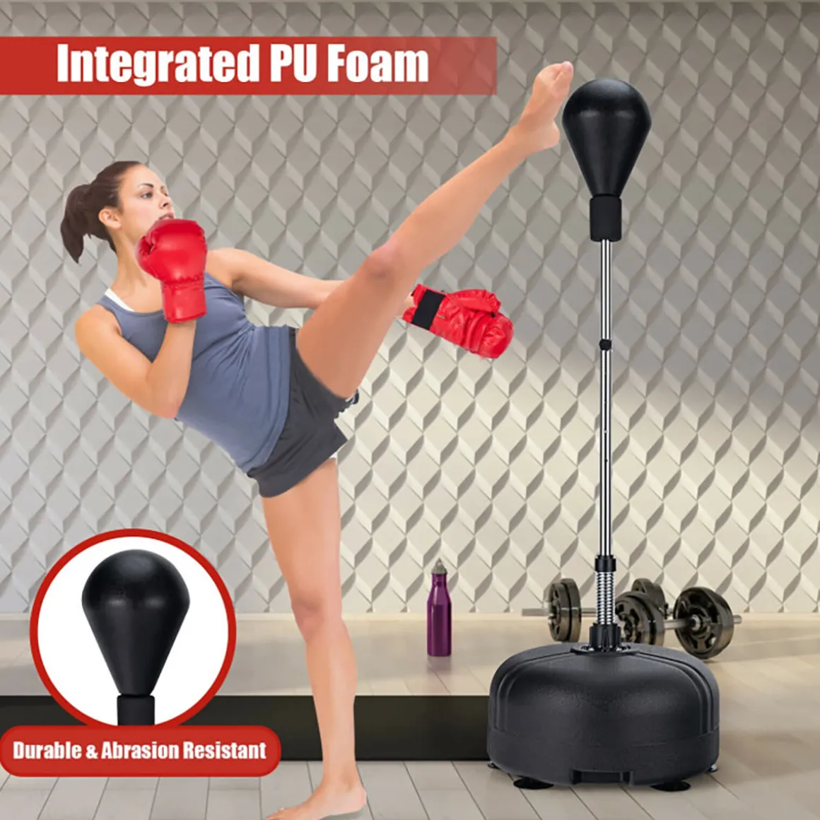 Adjustable Freestanding Punching Bag with Boxing Gloves