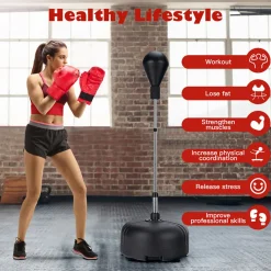 Adjustable Freestanding Punching Bag with Boxing Gloves