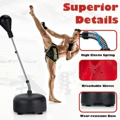 Adjustable Freestanding Punching Bag with Boxing Gloves