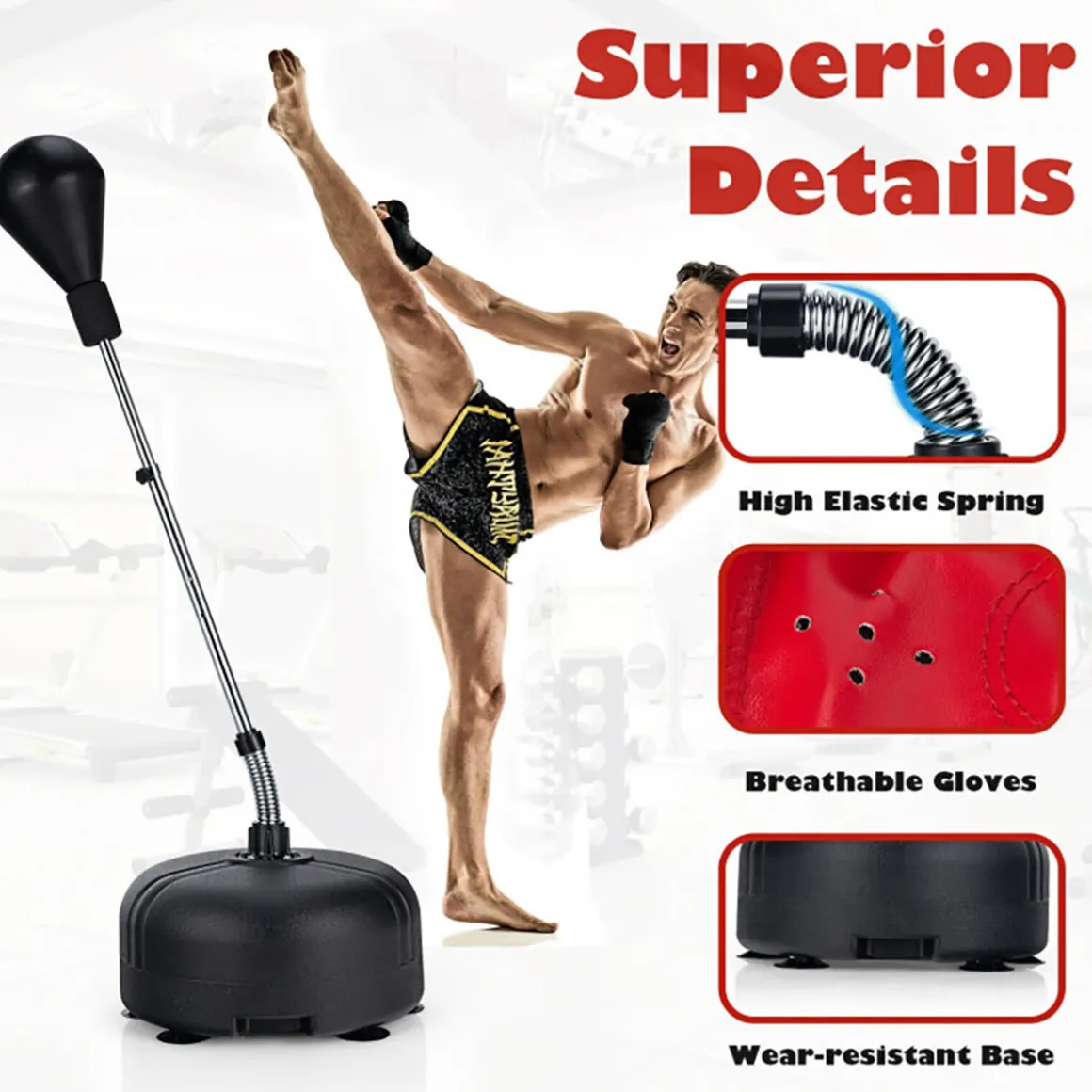 Adjustable Freestanding Punching Bag with Boxing Gloves