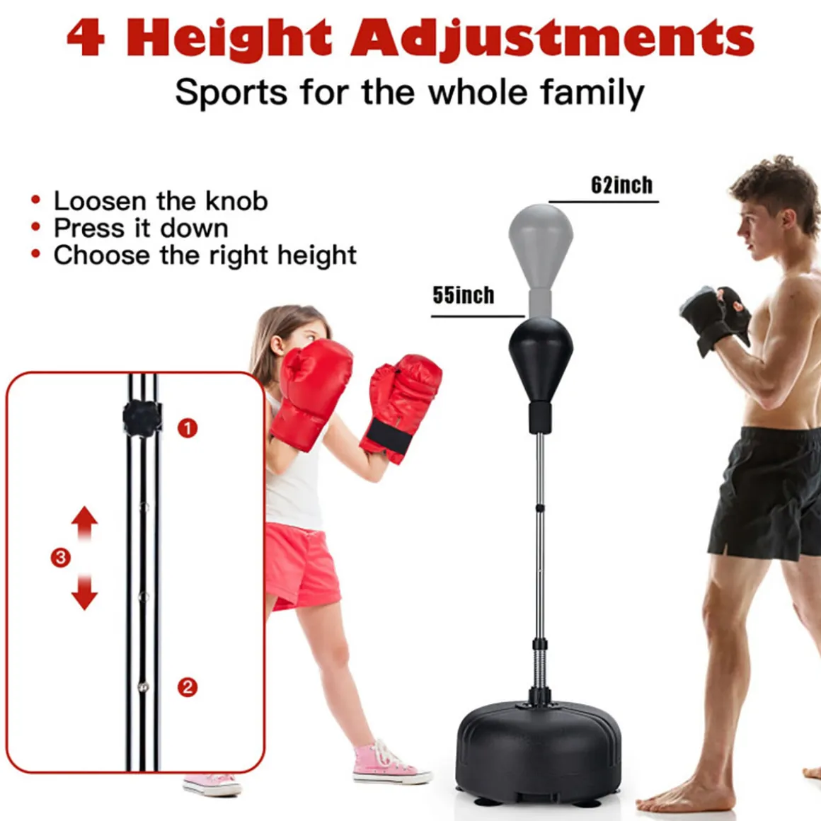 Adjustable Freestanding Punching Bag with Boxing Gloves