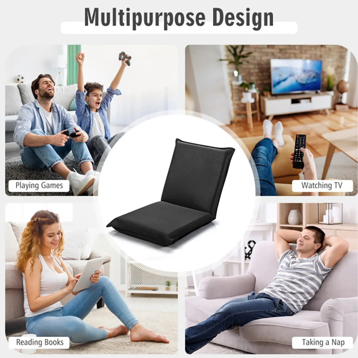 Adjustable 6-Position Folding Floor Chair
