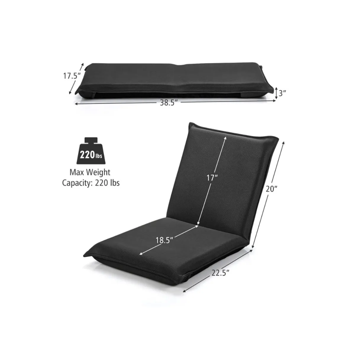 Adjustable 6-Position Folding Floor Chair