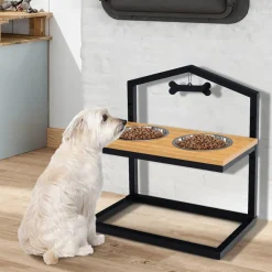 Adjustable Raised Pet Feeder with Stainless Steel Bowls