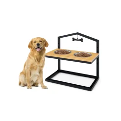 Adjustable Raised Pet Feeder with Stainless Steel Bowls