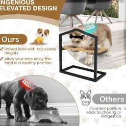 Adjustable Raised Pet Feeder with Stainless Steel Bowls