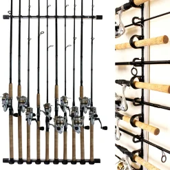 All Weather Aluminum 10 Fishing Rod Wall or Ceiling Rack