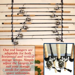 All Weather Aluminum 10 Fishing Rod Wall or Ceiling Rack