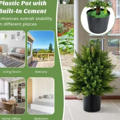 Artificial Cedar Topiary Ball Trees (Set of 2)