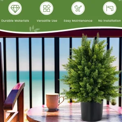 Artificial Cedar Topiary Ball Trees (Set of 2)