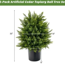 Artificial Cedar Topiary Ball Trees (Set of 2)