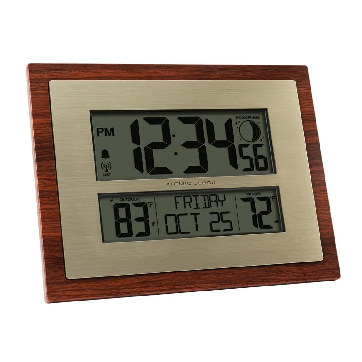 Atomic Digital Wall Clock with Moon Phase