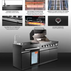 Black Stainless Steel Outdoor Grill Island