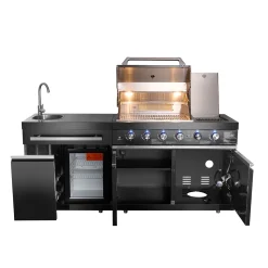 Black Stainless Steel Outdoor Grill Island