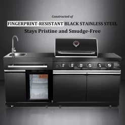 Black Stainless Steel Outdoor Grill Island