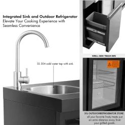 Black Stainless Steel Outdoor Grill Island