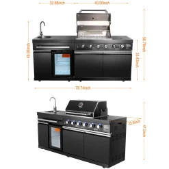 Black Stainless Steel Outdoor Grill Island