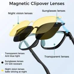 Bluetooth Smart Glasses with Detachable Lenses