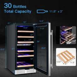 30-Bottle Dual Zone Freestanding Wine Cooler