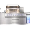 6-Burner Propane Gas Grill Island with Rotisserie and Outdoor Refrigerator