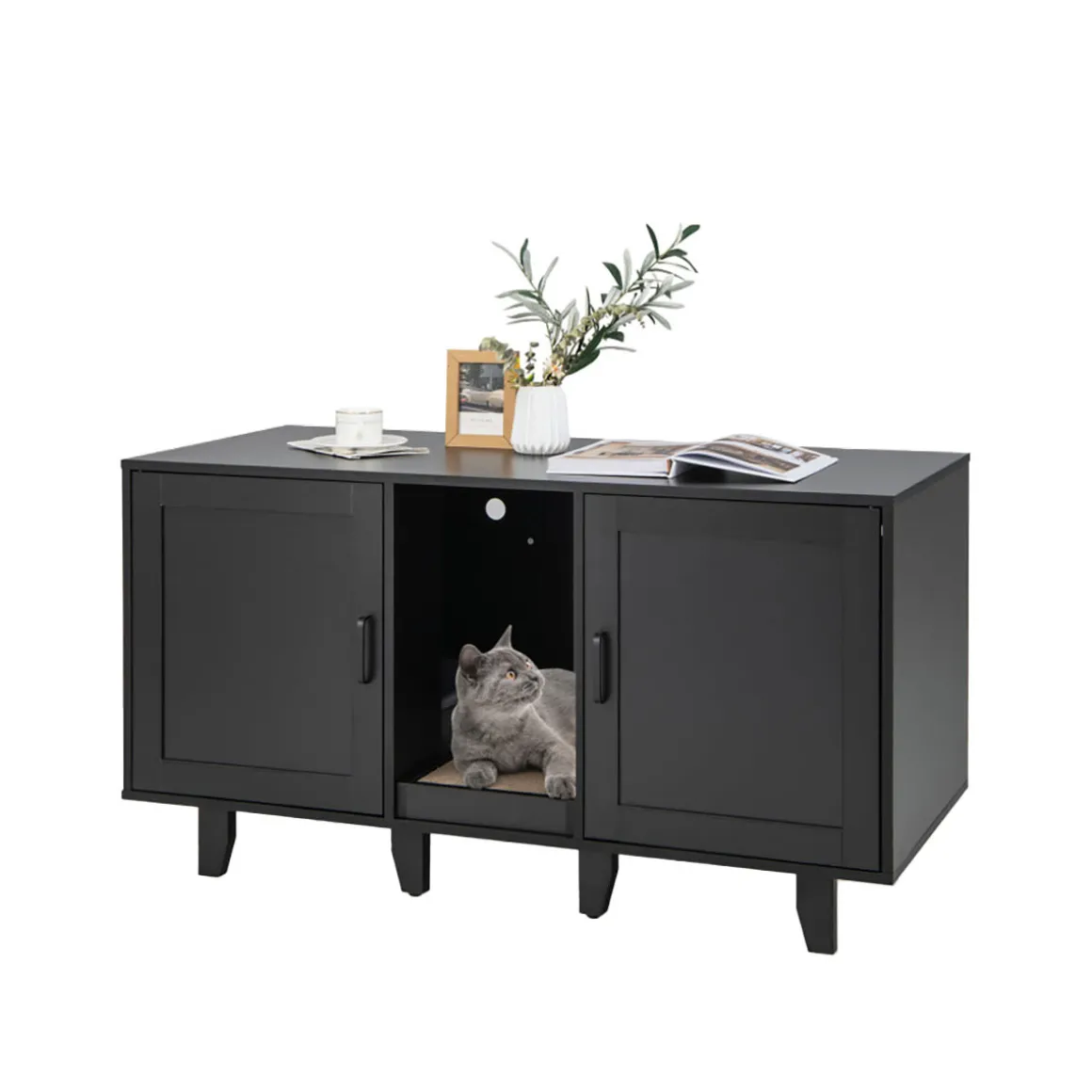 Cat Litter Box Enclosure with Scratching Board