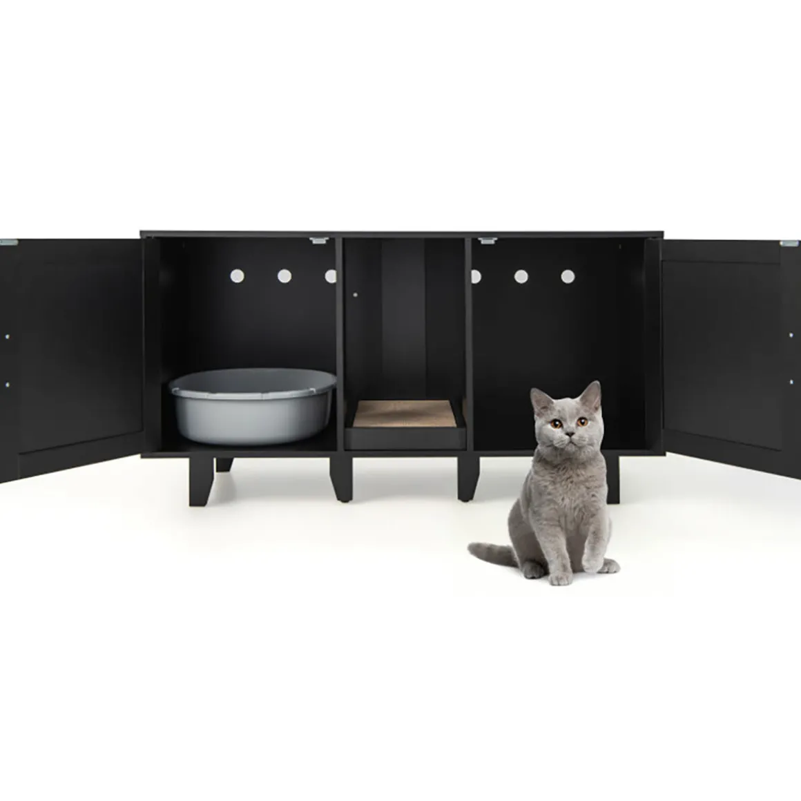 Cat Litter Box Enclosure with Scratching Board