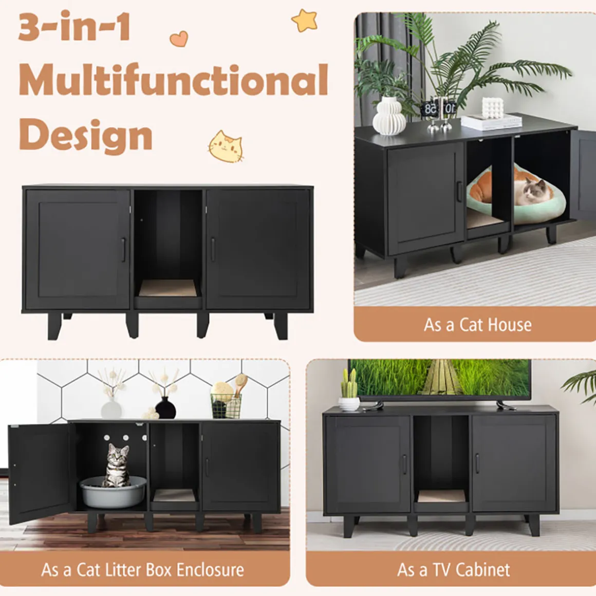 Cat Litter Box Enclosure with Scratching Board