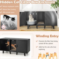 Cat Litter Box Enclosure with Scratching Board