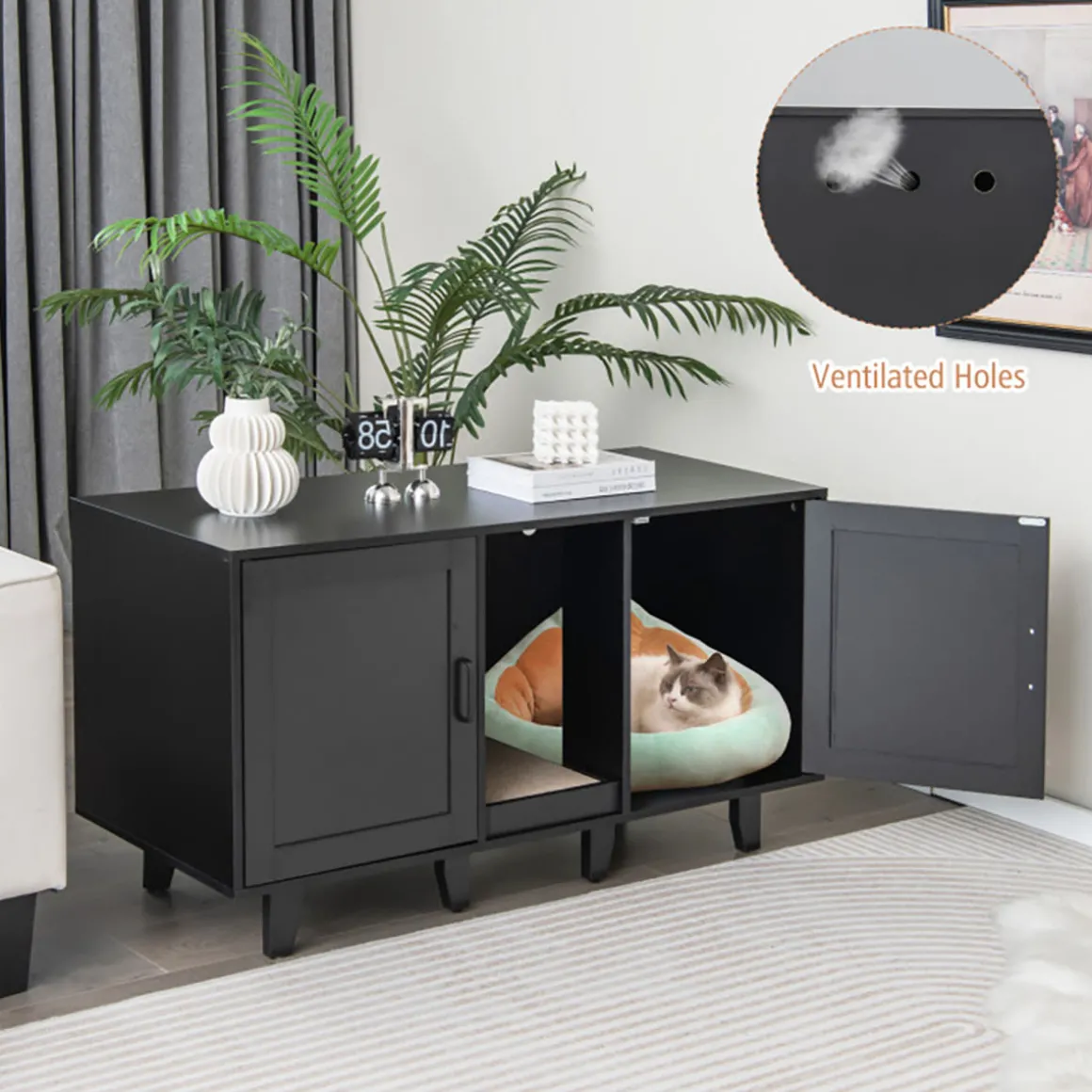 Cat Litter Box Enclosure with Scratching Board