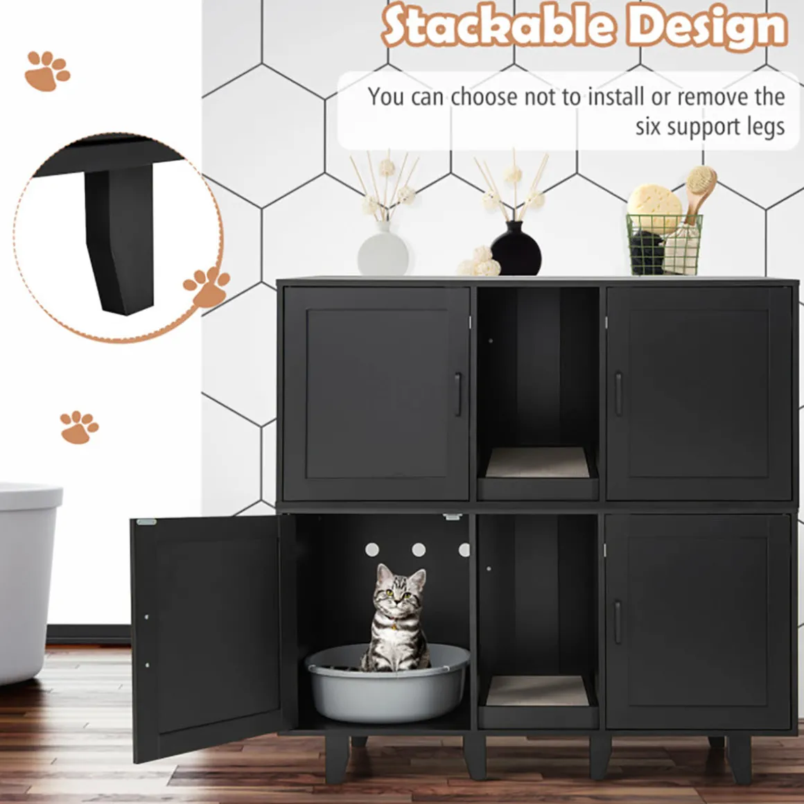 Cat Litter Box Enclosure with Scratching Board