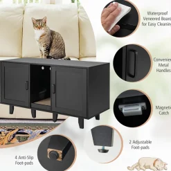 Cat Litter Box Enclosure with Scratching Board