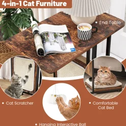 Cat Tree Side Table with Scratching Board
