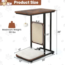 Cat Tree Side Table with Scratching Board