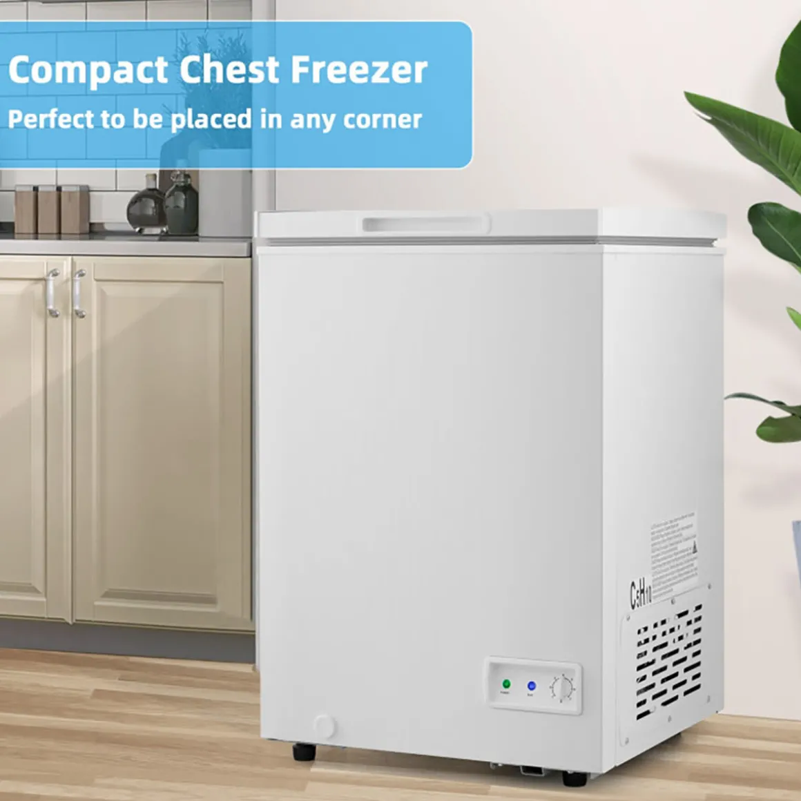 Compact Chest Freezer with Removable Storage Basket