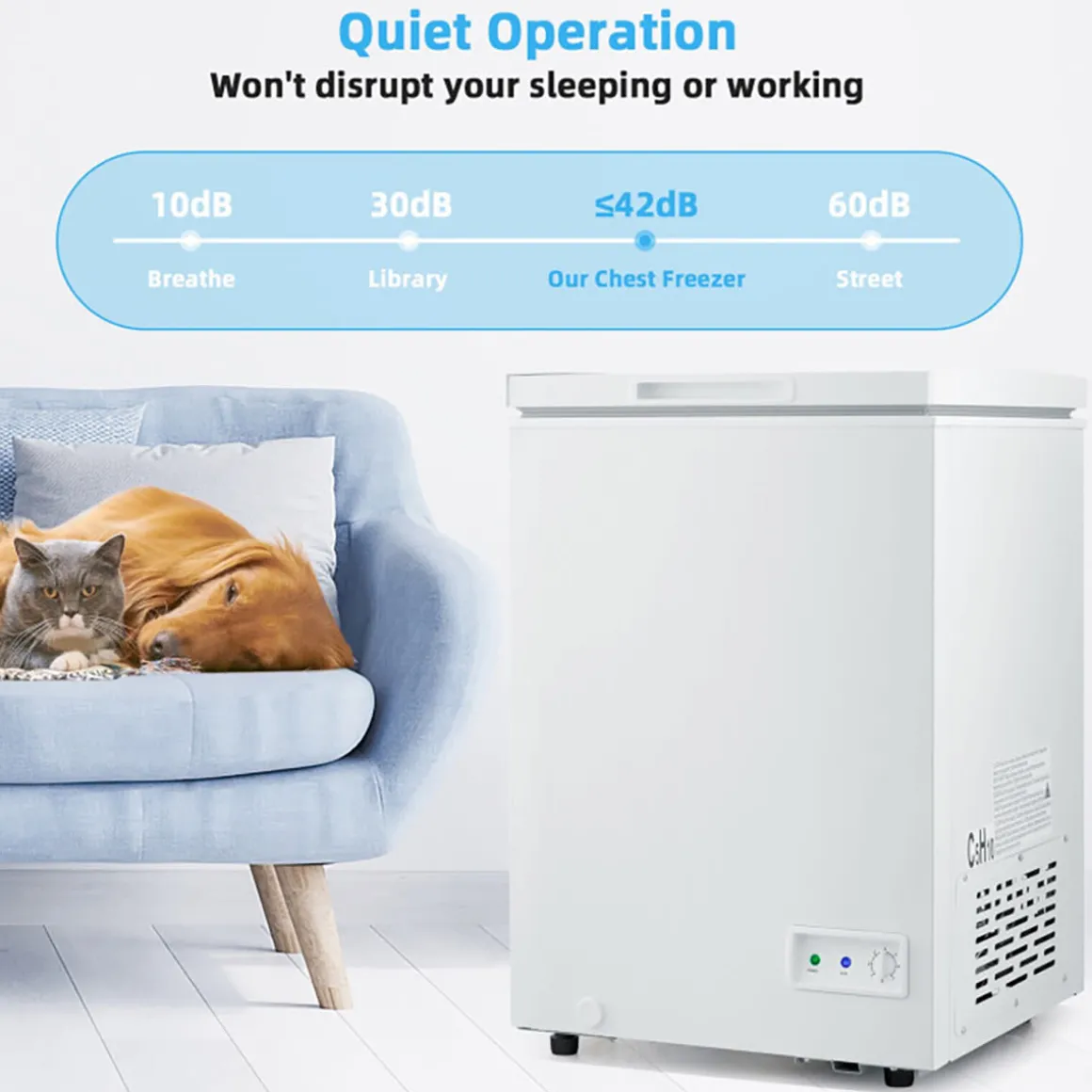 Compact Chest Freezer with Removable Storage Basket
