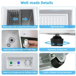 Compact Chest Freezer with Removable Storage Basket