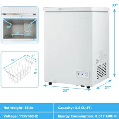 Compact Chest Freezer with Removable Storage Basket