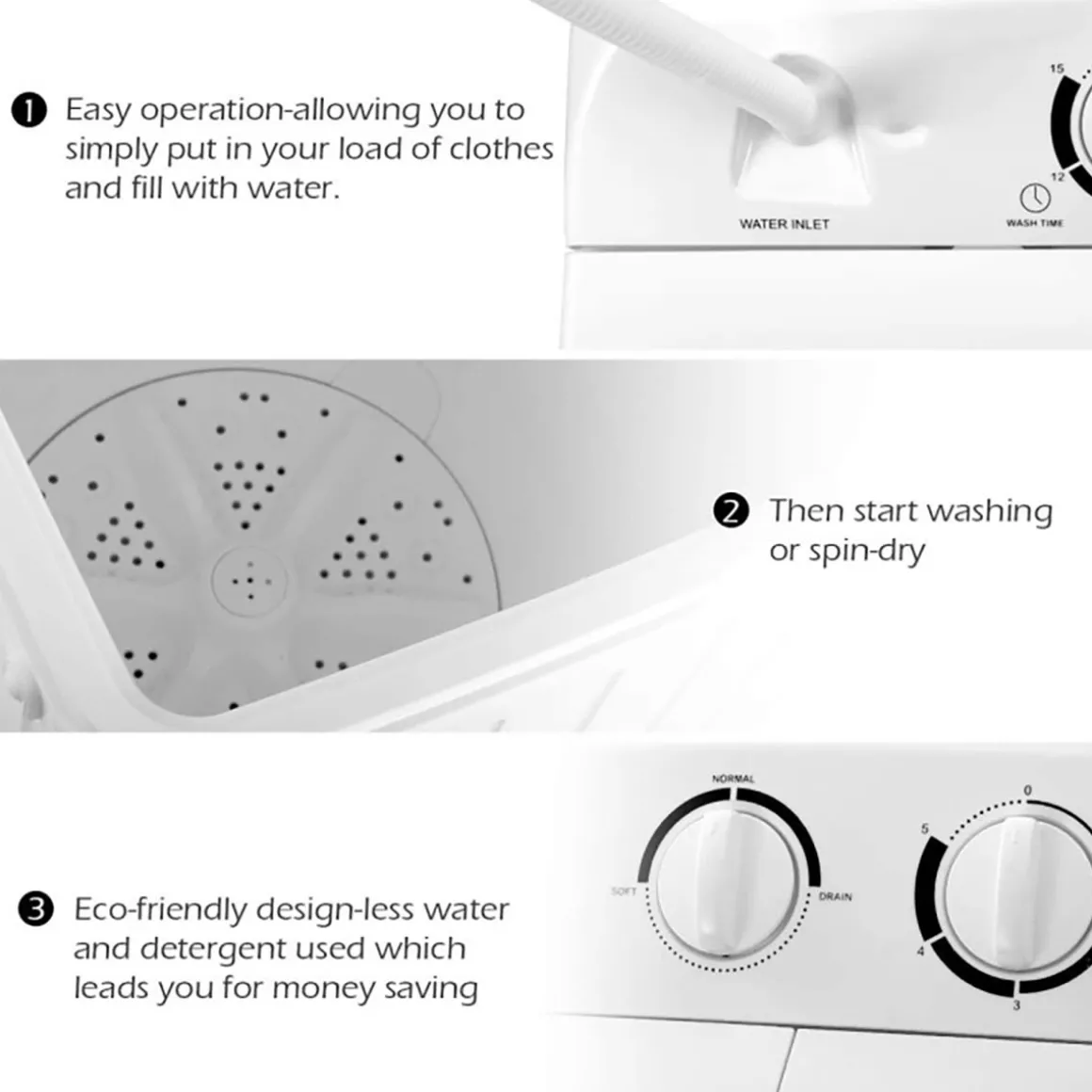 Compact Twin Tub Washing Machine Spin Dryer