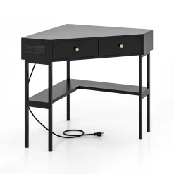 Corner Desk with Built-In Charging Station