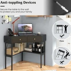 Corner Desk with Built-In Charging Station