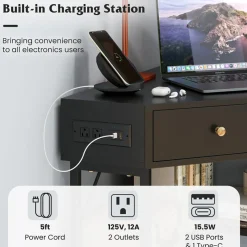 Corner Desk with Built-In Charging Station