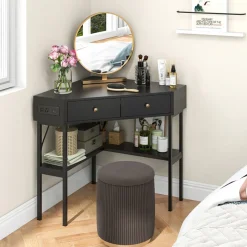 Corner Desk with Built-In Charging Station