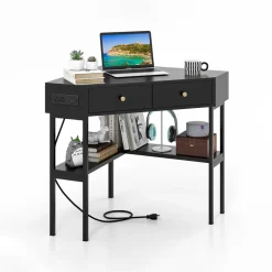 Corner Desk with Built-In Charging Station