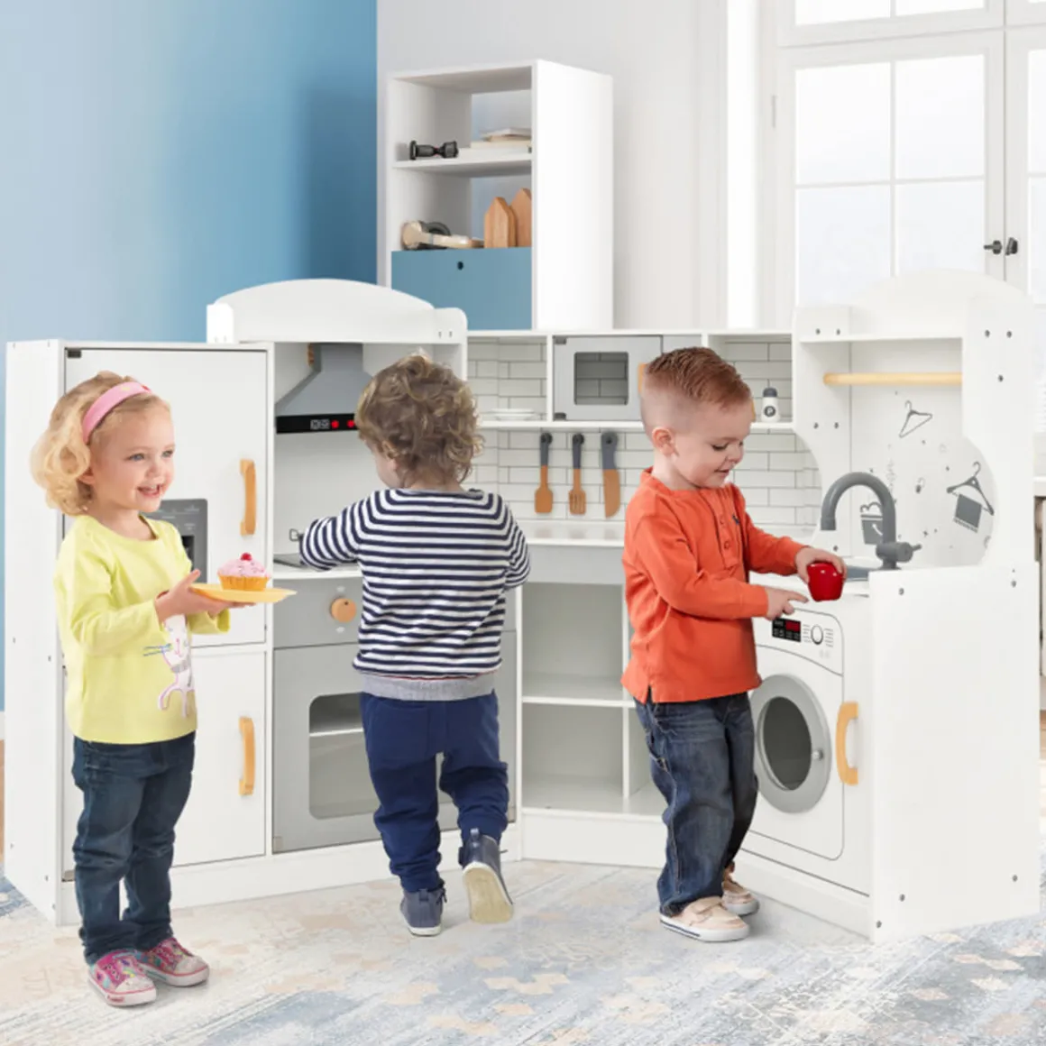 Corner Wooden Pretend Play Kitchen
